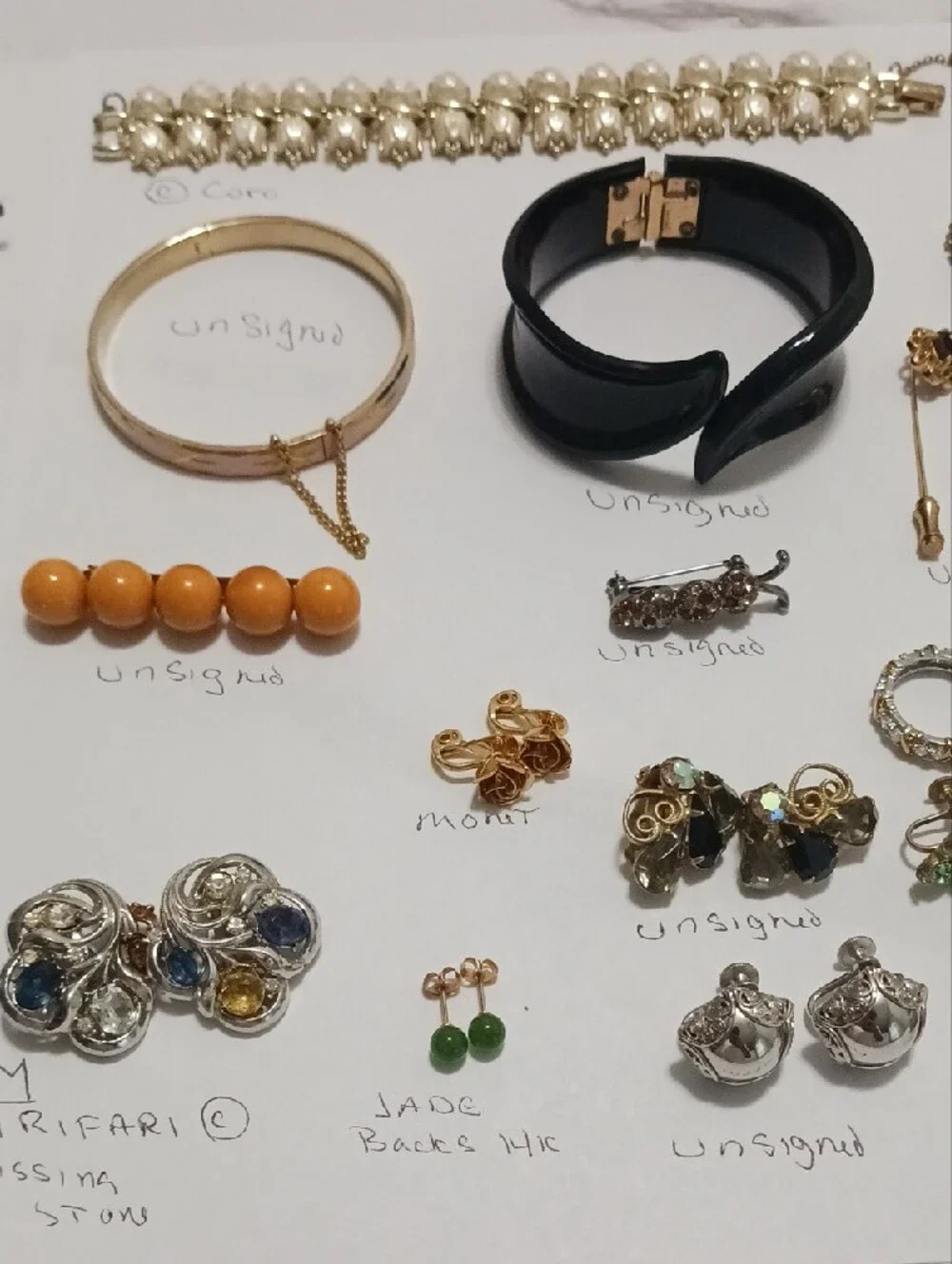 Vintage To Now Jewelry. Jade 14k Post Earrings, Sterling Silver, Trifari & More